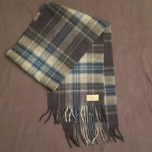 Burberry Men's Checkered Scarf - Blue and Gray